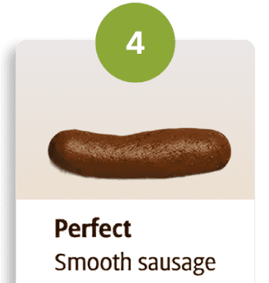 Smooth brown sausage on a rating card